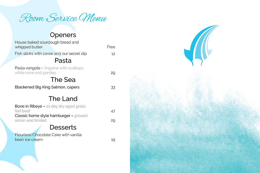 manta ray room service menu